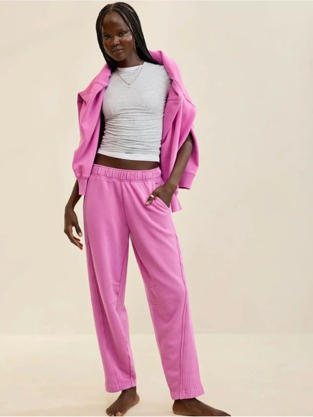 Aerie oh snap barrel sweatpants in hot fuchsia